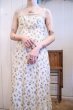 画像5: 70年代ホワイト×ブルー花柄かぎ編みレースキャミソールロングドレス (5)