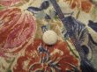 画像12: 70年代ベージュ×ネイビー×レッド花柄ハーフボタンポケット付き開襟フレアスリーブ長袖ドレス (12)