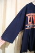 画像8: 80年代”Champion”ネイビー×オレンジ英字ロゴプリントクルーネック七分袖フットボールTシャツ (8)