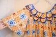 画像8: オレンジ×ブルーデザインカラー半袖アフリカンバティックドレス (8)