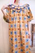 画像5: オレンジ×ブルーデザインカラー半袖アフリカンバティックドレス (5)