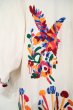 画像13: ホワイト×カラフルキノコ＆お花＆鳥刺繍ポケット付き五分袖プルオーバートップ (13)