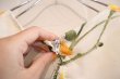 画像11: 60〜70年代ホワイト×オレンジ×イエロー花柄ラウンドネックシースルースリーブ長袖ドレス (11)