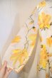 画像8: 60〜70年代ホワイト×オレンジ×イエロー花柄ラウンドネックシースルースリーブ長袖ドレス (8)
