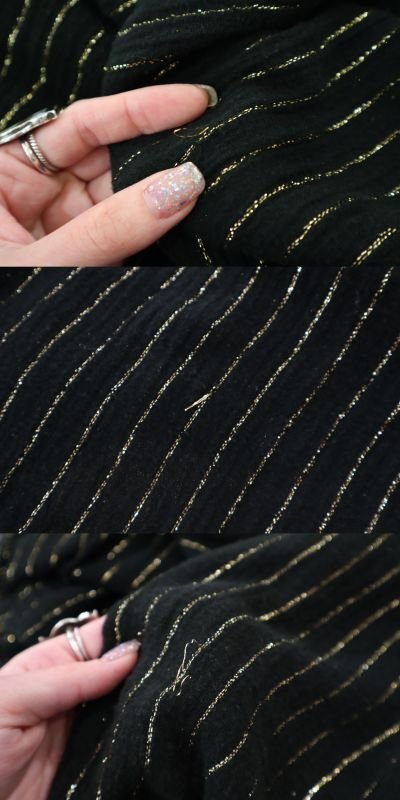 画像2: 60〜70年代ブラック×ゴールドラメVネック五分袖ギリシャドレス