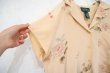 画像7: "Ralph Lauren"アイボリー×ピンク花柄開襟フレンチスリーブ半袖シルクシャツ (7)