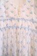 画像11: 60〜70年代ホワイト×サックスブルー花柄レーススリーブ長袖ロングドレス (11)