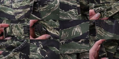 画像1: u.s. militaryブラック×カーキポケット付きタイガーカモフラージュパンツ