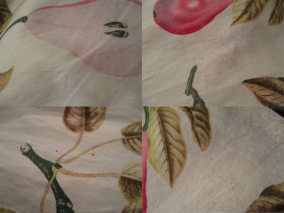 画像2: 50〜60年代ホワイト×ブラウン×ピンクフルーツ柄フレアスカート