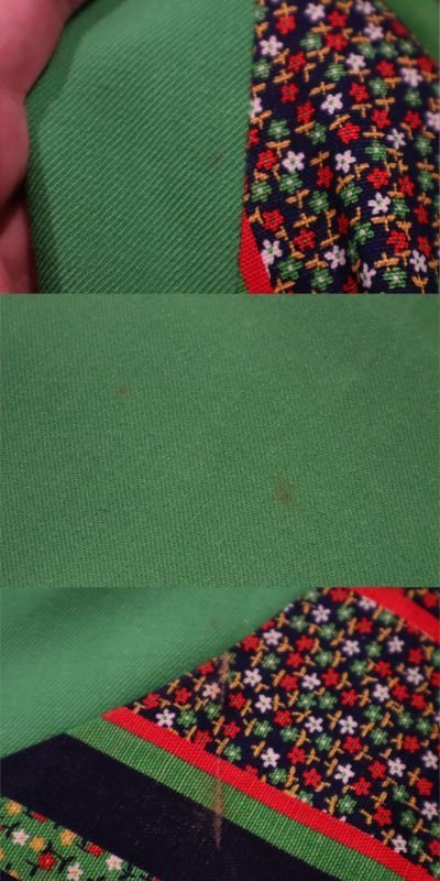 画像1: 70年代グリーン×レッド小花柄＆無地エスカルゴスカート
