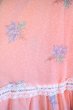 画像10: 70年代ペールオレンジ×ブルー花柄レース付きカシュクールワイドスリーブ七分袖ドレス (10)