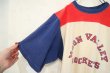 画像7: 70年代”Champion”バータグ　ホワイト×ネイビー×レッド染み込みプリントラウンドネック半袖フットボールTシャツ (7)