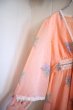 画像7: 70年代ペールオレンジ×ブルー花柄レース付きカシュクールワイドスリーブ七分袖ドレス (7)