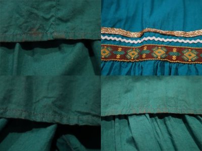 画像3: 50〜60年代ターコイズグリーン×ゴールドラメ＆刺繍テープ付きメキシカンサーキュラースカート