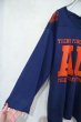 画像7: 70年代”ARTEX”ネイビー×朱色ラバープリントVネック七分袖フットボールTシャツ (7)