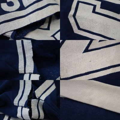画像1: 70年代ブルー×ホワイトナンバリングプリントクルーネック半袖スウェット