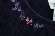 画像10: ネイビー×ピンク花刺繍ポケット付きフロントボタンノースリーブコーデュロイドレス (10)