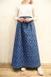 画像5: 60〜70年代ブルー×ブラック花&♡柄花刺繍ロングスカート (5)