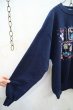 画像9: ▼30％OFF▼　made in USA ネイビー×カラフル♡＆花＆鳥プリントクルーネック長袖スウェット (9)