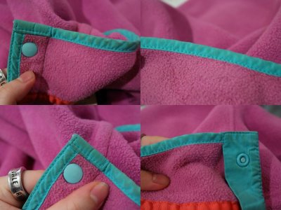 画像2: ”Patagonia”ピンク×ミントグリーン胸ポケット付きハイネック長袖スナップTシャツ