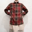 画像5: ”Ralph Lauren” レッド×カーキチェック胸ポケット付き長袖フルジップウールシャツ (5)