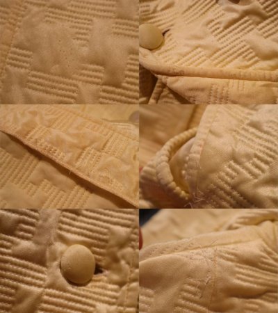 画像2: 60〜70年代パステルイエローポケット付き開襟九分袖キルティングライトコート