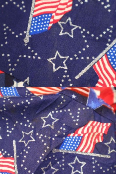 画像1: ネイビー×レッド×ホワイト星＆国旗柄ティアードスカート