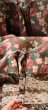 画像16: 60〜70年代ブラウン×ホワイト×ピンク花柄レースクルーネックロングカフス花袖ロングドレス (16)