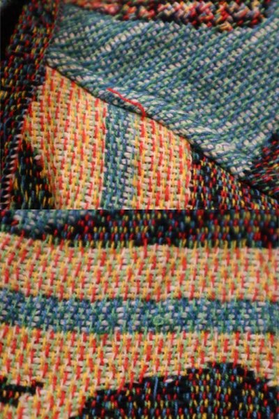画像1: サックスブルー×イエローベージュクラゲ＆貝柄襟付きゴブラン織りベスト