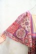 画像8: 60年代 ピンク×ライトパープル×パープル花柄刺繍入りスクエアネック半袖インドコットンドレス (8)