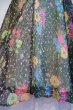画像12: 70年代ブラック×グリーン×カラフル花柄シースルースカート (12)