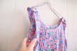 画像9: ピンク×ブルーグリーン×パープル花柄ポケット付きノースリーブドレス (9)