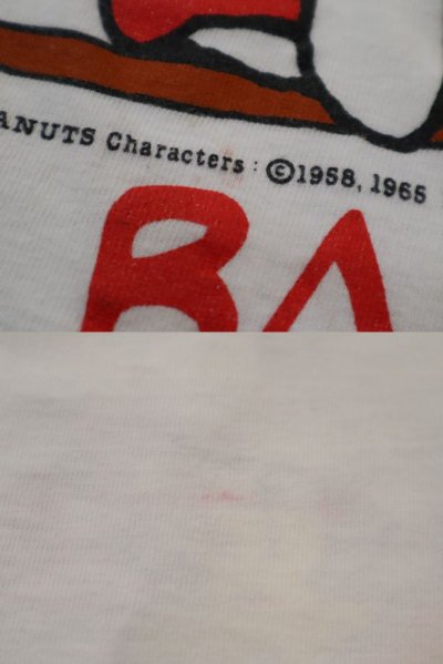 画像2: made in USA ホワイト×レッド×イエロースヌーピープリントクルーネックラグランスリーブ半袖Tシャツ