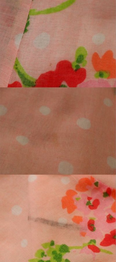 画像2: 70年代 ベイビーピンク×グリーン×レッド花柄裾なみなみテープ付きエスカルゴロングスカート