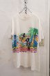 画像8: made in USA ホワイト×カラフルミッキーマウス＆ドナルドダックプリントクルーネック半袖Tシャツ (8)