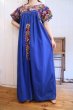画像4: ブルー×カラフルサンアントニーノ刺繡半袖メキシカンドレス (4)