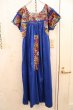 画像8: ブルー×カラフルサンアントニーノ刺繡半袖メキシカンドレス (8)