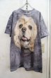 画像8: グレー×ブラック×ベージュタイダイ＆犬プリントクルーネック半袖Tシャツ (8)