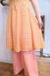 画像7: オレンジ×イエローチェック飾りリボン付きキャミソールミドル丈ドレス (7)
