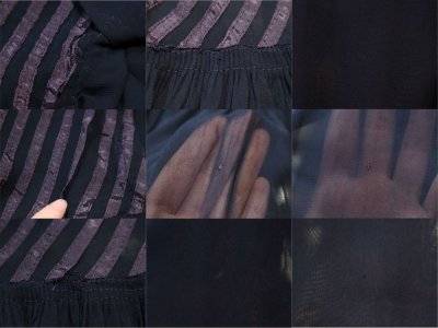 画像1: 40〜50年代ネイビー×パープルサテンテープ＆襟付き半袖シースルードレス