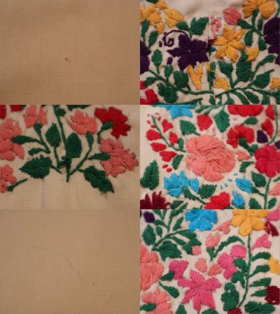 画像2: クリーム×カラフルサンアントニーノ刺繍半袖メキシカンドレス