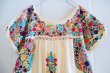 画像9: クリーム×カラフルサンアントニーノ刺繍半袖メキシカンドレス (9)