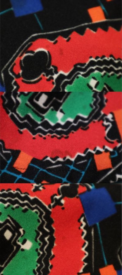 画像1: 70年代ブラック×オレンジレッド×ブルー無地＆抽象柄エスカルゴロングスカート