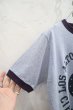画像10: ライトブルー×ダークパープル×ネイビー英字ロゴプリントクルーネック半袖リンガーTシャツ (10)