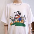 画像7: ホワイト×ブラック×グリーンMickey Mouse刺繍Minnie Mouse＆Donald duckプリントクルーネック半袖スウェットTシャツ (7)