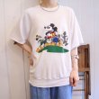 画像5: ホワイト×ブラック×グリーンMickey Mouse刺繍Minnie Mouse＆Donald duckプリントクルーネック半袖スウェットTシャツ (5)