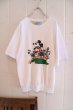 画像8: ホワイト×ブラック×グリーンMickey Mouse刺繍Minnie Mouse＆Donald duckプリントクルーネック半袖スウェットTシャツ (8)