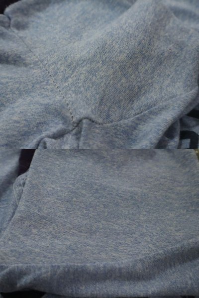 画像1: ライトブルー×ダークパープル×ネイビー英字ロゴプリントクルーネック半袖リンガーTシャツ