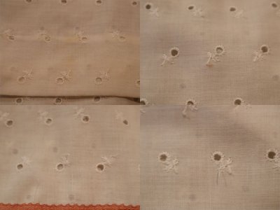 画像3: 70年代オフホワイト×サーモンピンク花刺繍カットワークデザインレース切替ティアードスカート