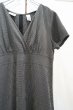 画像13: ブラック×ホワイトチェックカシュクール半袖ドレス (13)